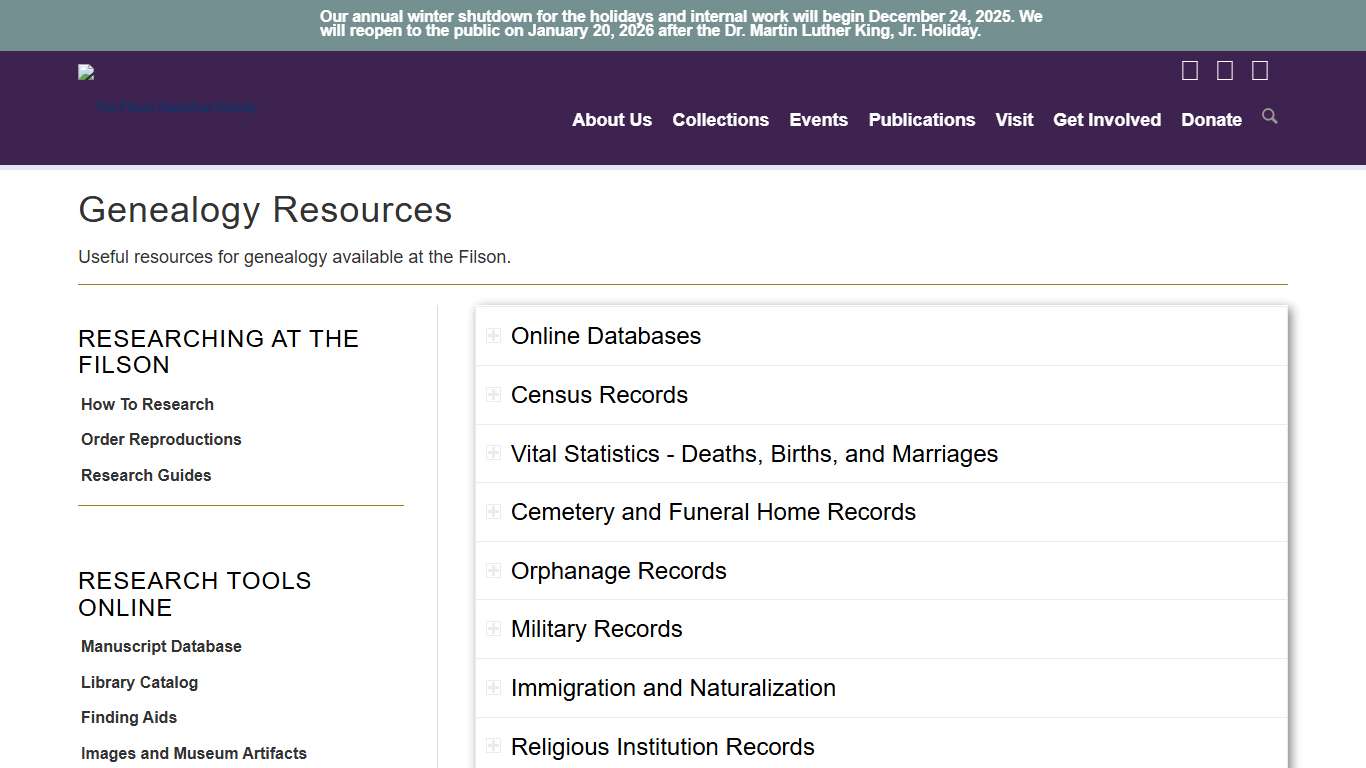 Genealogy Resources – The Filson Historical Society