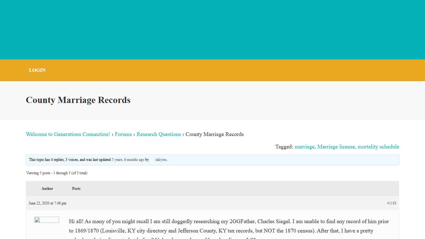 Topic: County Marriage Records | Generations Connection
